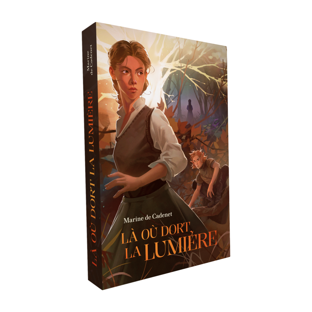 Mock up de la couverture de Là où dort la lumière, roman de fantasy young adult, par Marine de Cadenet