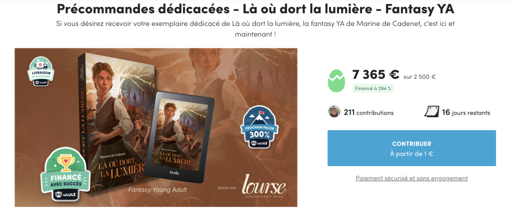 Déjà 7 365€ récoltées pendant la campagne Ulule de Là où dort la lumière.